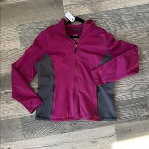 L.L. Bean zip‎ front pink and gray Jacket womens size XL